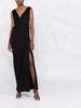 draped sleeveless evening dress