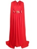 belted cape-effect silk gown