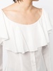 off shoulder frilled silk blouse