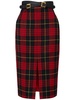 belted tartan midi skirt