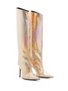 100mm holographic knee-high boots