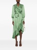 ruffle-detail silk wrap dress