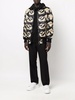 Gothic-print quilted bomber jacket