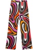 wave-print silk high-waist trousers 