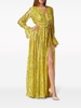 metallic-threading front-slit maxi dress