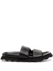 leather open-toe slides