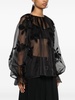 floral-lace detail organza blouse