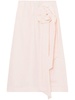 rose-appliqué draped-detail midi skirt