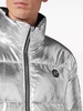 logo-embroidered metallic padded jacket