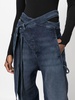 wrap-style cut-out straight-leg jeans