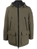 embossed-logo hooded parka coat