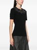 crystal-embellished lace-panel T-shirt