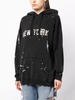 slogan-print distressed hoodie