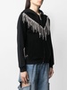 Crystal-fringe hooded zip-up