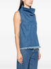 cowl-neck frayed denim vest