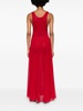 Red A-line Silk Maxi Dress