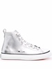 metallic-finish high-top sneakers