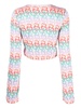 hearts-pattern cropped cardigan