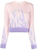 flame-print knitted jumper