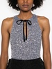 sequined split-neck top