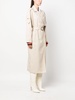 stripe-detail belted trench coat