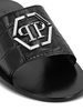 logo-plaque leather sandals