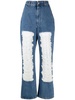 frayed-detailed straight-leg jeans