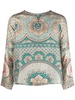 patterned long-sleeved silk shirt