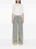 sheer-overlay straight-leg jeans