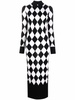 harlequin-pattern wool dress