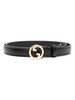 monogram plaque leather belt