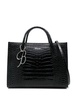 crocodile-embossed leather tote bag