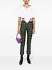 slim-cut plaid-check wool trousers