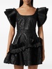 ruffled faux-leather minidress