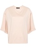 satin-detailed cotton T-shirt