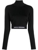 logo-underband half-zip crop top