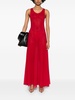 Red A-line Silk Maxi Dress