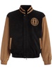 Emblem logo-patch suede bomber jacket