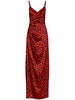 Leopard-print silk-blend satin gown