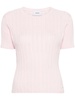 short-sleeve pointelle-knitted top