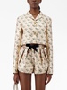 floral-jacquard bow-trim shorts