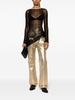 metallic coated high-rise straight-leg jeans