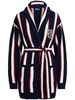 badge-appliqué striped cardigan