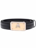 skull-plaque leather belt