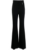 high-waist flared wool trousers