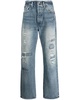 distressed straight-leg trousers