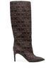 logo-print high-knee boots