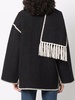 Scarf-overlay contrast-trim relaxed-fit wool-blend jacket