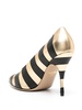 striped metallic pumps