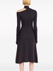 Midi Black Dress with Cut-Out and Long Sleeve in Viscose Blend Woman